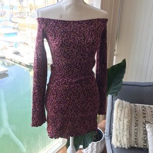 Maroon off the shoulder mini dress